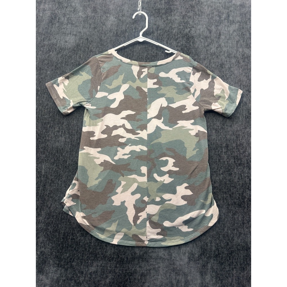 Zenana T Shirt Women Large Multicolor Camouflage Stretch Round Hem V Neck Summer - Picture 9 of 13